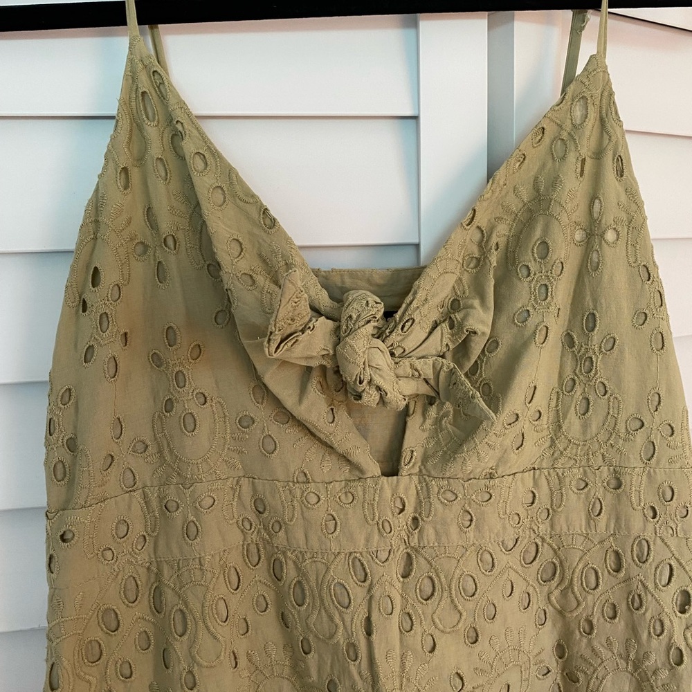 Express Olive Green Eyelet Midi Dress